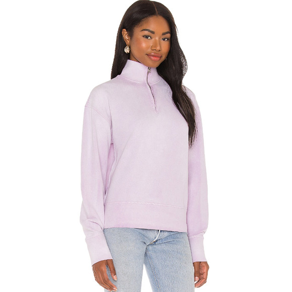 RE/DONE Women's 80s Half Zip Sweatshirt Small Purple 100% Cotton NWT - Picture 3 of 11